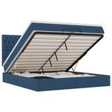 vidaXL Lit coffre avec matelas bleu tissu 200x200cm