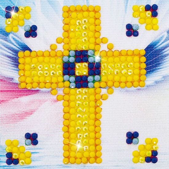 Diamond Dotz Â® painting Golden Cross 7.6x7.6 cm