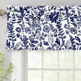 DriftAway Julia Aquarel bloeiende bloem bloemen gevoerd thermisch geïsoleerd raamgordijn volant staaf zak 132 cm bij 35 cm plus 4,75 cm header (marineblauw) 1 Pack