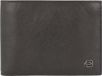 Piquadro Leren Portemonnee Black Square Wallet with Coin Pocket Testa Di Moro Bruine