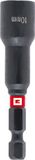 Einhell Magnetische impact-zeskantige dopsleutel met 1/4 inch E 6,3 schacht, 10 mm, chroom vanadium, torsiezone, permanente magneet, rode gekleurde ring