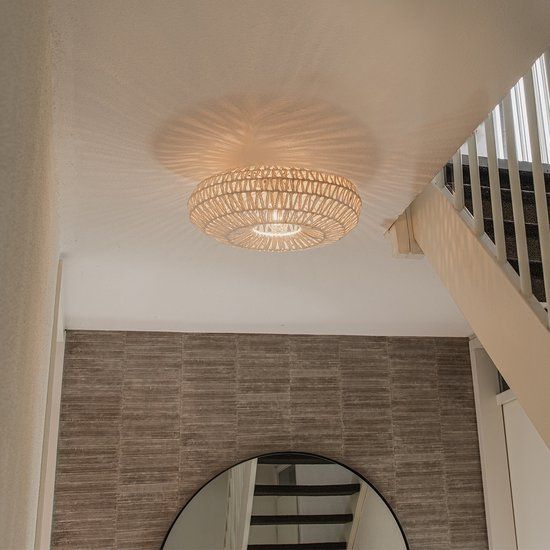 QAZQA Lina Retro Plafondlamp - Ø 50 cm - Wit - Smart Home Compatible