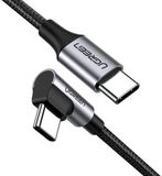 Ugreen USB-C / USB-C 90 Degree Angled Braided Nylon Cable - Black - 1M