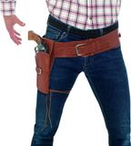 Smiffys Faux Leather Single Holster With Belt Kostuum Accessoire - Bruin