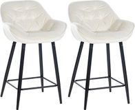 CLP Gibson 76 Set van 2 barkrukken - Met armleuning - Met rugleuning - Fluweel - Velvet - creme