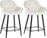 CLP Gibson 76 Set van 2 barkrukken - Met armleuning - Met rugleuning - Fluweel - Velvet - creme