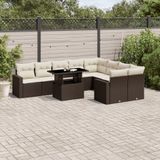 Maison Exclusive - Ensemble de meubles de jardin 10 pièces avec canapé et coussins, marron, en polyrotin
