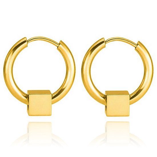 LGT JWLS Lookinggoodtoday Stalen creolen Flexible Square Gold-12mm