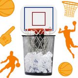 Mad Monkey Basketbalkorf, vuilnisemmer, grappige vuilnisemmer voor tienerkamer of kantoor, basketbal-vuilnisemmer met audio, perfect gadget voor basketbalfans