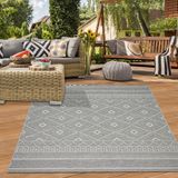 Tapis intérieur et extérieur en sisal, motif zigzag, gris, rond, diamètre 160 cm