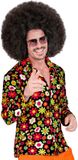 W Finidi Jaren 70 shirt flowers heren L/XL Zwart Polyester