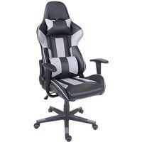 HWC-F84 Bureaustoel, Gamestoel, Directiedraaistoel, Kunstleer, Zwart/Grijs