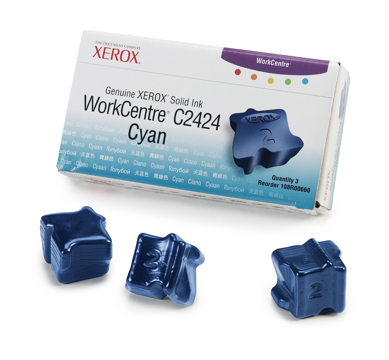 Xerox 108R00660 Inkt-sticks Cyaan (3 blokjes) voor WorkCentre C2424