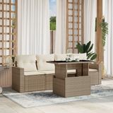 Maison Exclusive - Ensemble de meubles de jardin 5 pièces avec canapé et coussins, beige, en polyrotin
