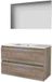 Basic-Line Basic 46 Badkamermeubelset - 100 x 46 cm - Greeploos - 2 Lades - Keramische Wastafel - 1 Kraangat - Spiegel - Scotch Oak