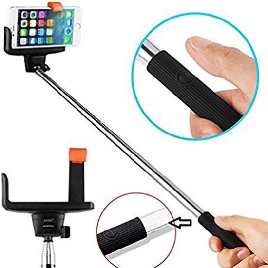 KJstar - Selfie Stick Zelfportret Uitschuifbare Monopod met draadloze Bluetooth Remote Shutter