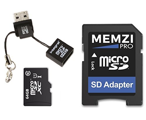 MEMZI PRO 64GB klasse 10 90MB/s Micro SDXC geheugenkaart met SD-adapter en Micro USB-lezer voor Samsung Galaxy S9, S9+, Note 8, J2 Pro, A8, A8+ mobiele telefoons