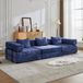 Canapé convertible 3 places au sol, modulable et pliable, couchage d’appoint, sans montage, tissu chenille bleu foncé, pour petits espaces