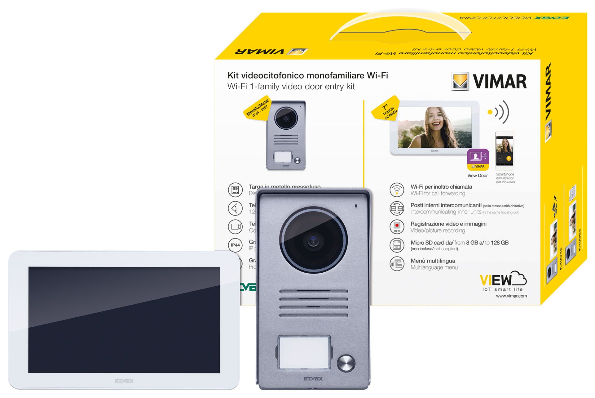 Vimar K40955 Intercomsysteem - Draadloos - Wit/Grijs - 2.8 inch Display - Touchscreen