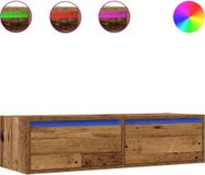 vidaXL Meuble TV avec éclairage LED, aspect bois vieilli, 100x35,5x25 cm