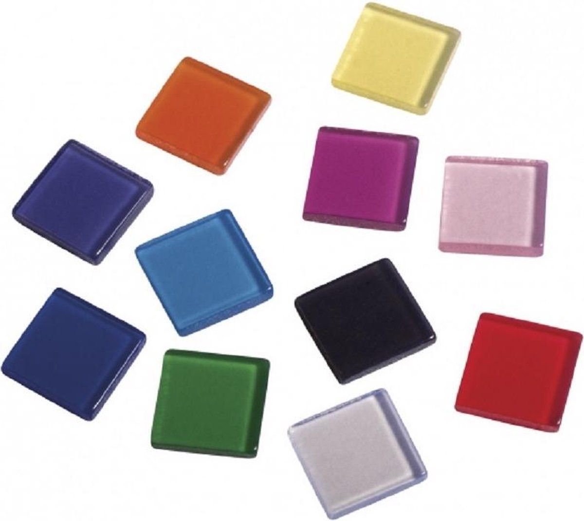 Rayher Hobby Transparante mozaiek steentjes mix kleuren 1 x 1 cm - 615 stuks