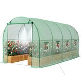 VEVOR Broeikas voor buiten, 4,48 x 1,97 x 1,97 m, tunnelkas met ramen, oprolbare deur, irrigatiesysteem, stalen frame, PE-afdekking, voor de teelt van planten en groenten in de tuin, groen