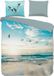 Good Morning dekbedovertrek strand/ zee - 2 persoons 200x200/220 cm - Aqua - 100% Katoen renforce