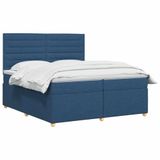 vidaXL Boxspringbed met matras met hoofdeinde Blauw 200 x 200 cm Stof