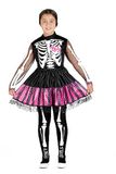 Punk Skeletrina Skeleton costume disguise fancy dress girl (Size 5-7 years) with printed pantyhose