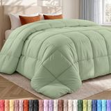 Utopia Bedding Dekbed dekbed - gewatteerd dekbed met hoeklussen - doos gestikt alternatief dekbed (queen, salie groen)