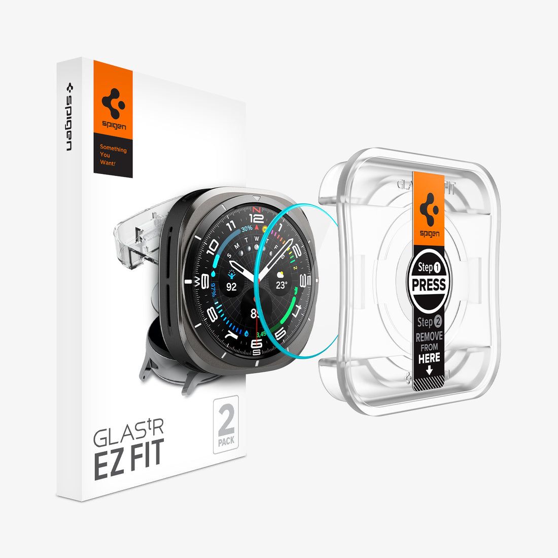 Spigen GLAS.tR EZ Fit Screenprotector voor Samsung Galaxy Watch Ultra (47mm) - Gehard Glas - Transparant