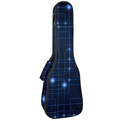 Mersov Tenor Ukulele Gigbag Waterdichte Ukelele Case Gewatteerde Rugzak, Geweldig voor Sopraan Concert (21/23/24") Donkerblauwe Technologische achtergrond