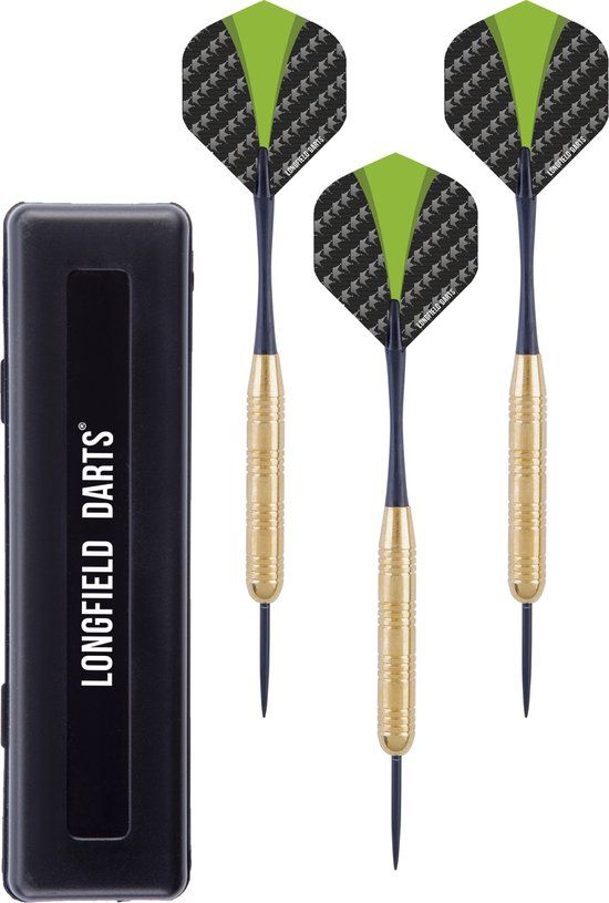 Longfield Darts Steeltip Dartpijl Set 22 Gram Goud/groen - 3 Stuks