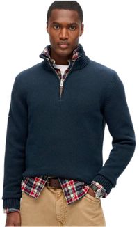 Superdry Pull Cotton Classics Knit Henley M6110648a Navy Hommes Taille L