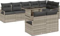 vidaXL Banc de jardin gris clair polyrattan 9 coussins
