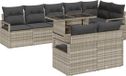 vidaXL Banc de jardin gris clair polyrattan 9 coussins