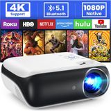 Sans marque Projecteur Full HD 1080P - Léger et Portable - Mini projecteur Bluetooth 9500 lumens - Support 4K - Haut-parleurs intégrés - Blanc
