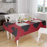 Bonamaison Tafelkleed, Anti-Mold, Sneldrogend, Waterdicht, 100% Polyester Tafellaken, rood Zwart, 140 x 160 Cm