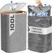 PromoHome Poubelle de cuisine avec 2 sacs de transport XXL - Seau à déchets gris de 100 litres pour le recyclage et la séparation des déchets - Poubelle pliable