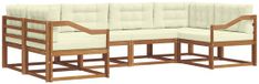 vidaXL - Salon d'angle - 6 places - Naturel et crème - Acacia bois