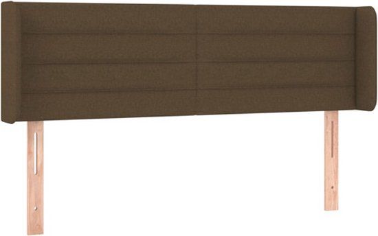 VidaXL Hoofdbord met randen 147x16x78/88 cm stof donkerbruin