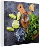 OneMillionCanvasses Canvas Schilderij Fruit Citroen - 20x20 cm - Wanddecoratie - Modern