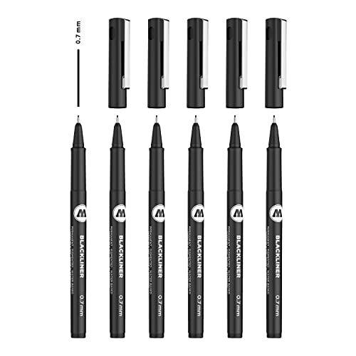 Molotow Blackliner 0,7 mm - 6 stuks - Zwart