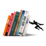 Unieke zwarte metalen decoratieve boekensteunen - grillige verborgen boekuiteinden voor een coole boekenhouderdisplay - schattig woondecoratie en modern cadeau-idee voor planken, bureau of tafel