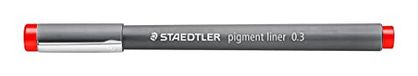 STAEDTLER Pigment Liner 308 03-2 VE, rood, 0,3 mm, etui met 10 stuks