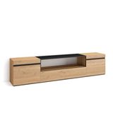 Skraut Home TV-kast, tv-meubel, opslag, 200 x 45 x 35 cm, voor tv's tot 80 inch, met opslag, moderne stijl, eiken en zwart