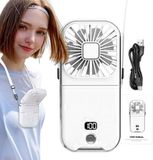Merkloos Stille Kleine Ventilator - Opvouwbare Handventilator - Persoonlijke Verkoeling - 4 Snelheden LED Display - 10 Uur Batterij - Wit