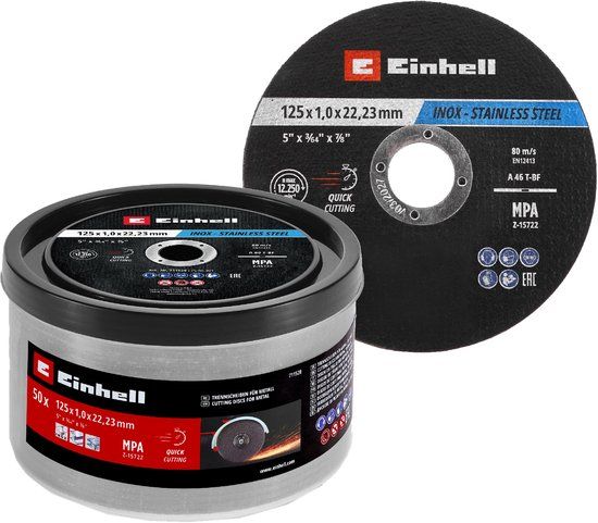 Einhell 711528 Doorslijpschijfset 125 mm 50 stuk(s) Metaal, RVS, Staal, Blik