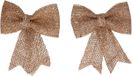 Decoris Kerst decoratie strikjes - 8x st - jute - glitters - 13 cm