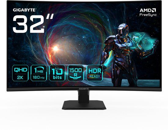 GIGABYTE GS32QCA computer monitor 80 cm (31.5") 2560 x 1440 Pixels Quad HD LED Zwart